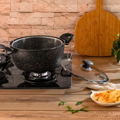 Evren 24 Cm Cam Kapaklı Telli Cips Tenceresi